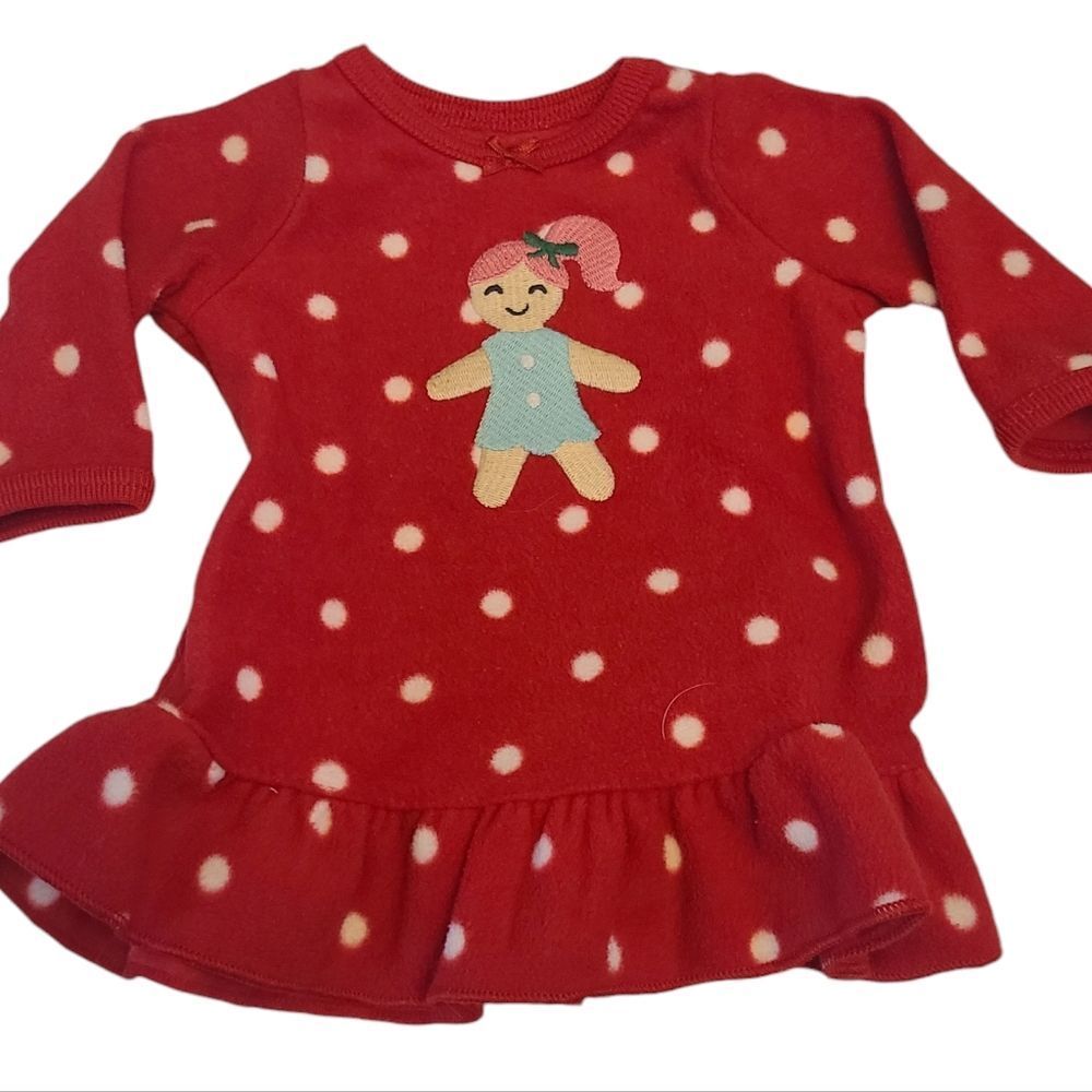 18" Doll Nightgown Flannel Fleece Polka Dots & Doll Applique